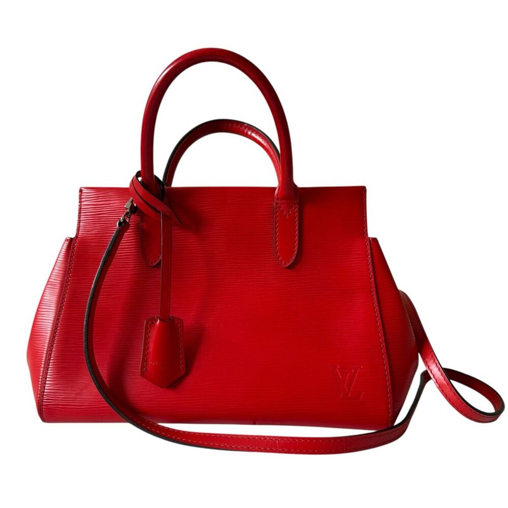 Louis Vuitton Marly Red Epi Leather Satchel Bag With Removable Strap Handbag